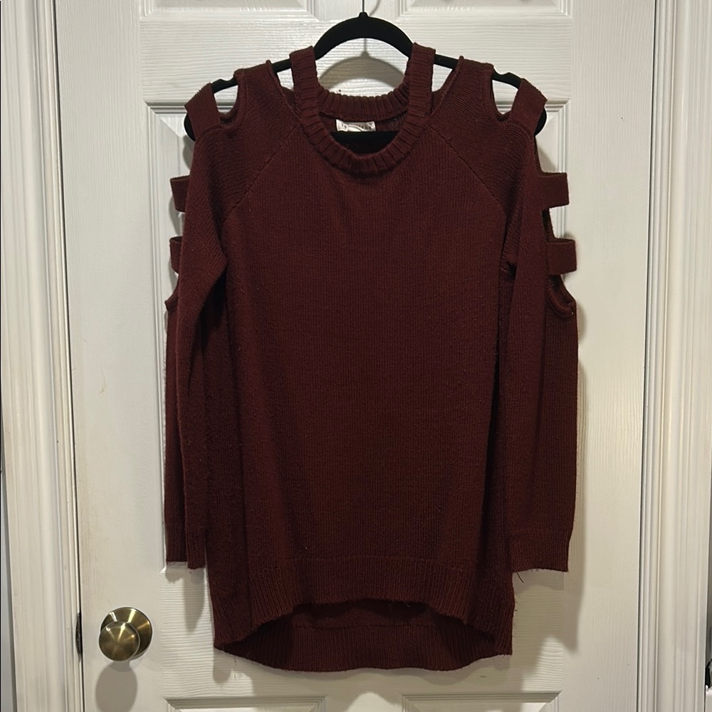 Maroon cold shoulder sweater